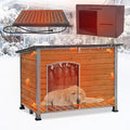 43.3'' Large Heated Outdoor Dog House Weatherproof with Anti-bite Metal Frame, Insulated Dog Kennel with Heating Pad for Outside, Dog Shelter for Small to Large Dogs (Brown)