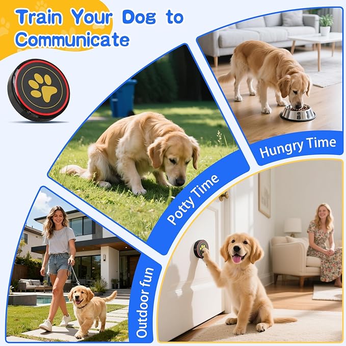 ChunHee Dog Bells for Door, Wireless Dog Doorbell for Potty Training, Dog Bells to Go Outside, Dog Potty Bell with Waterproof Button, 55 Chimes & Adjustable Volume