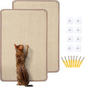Natural Sisal Cat Scratching Mats 2 Packs,Cat Scratch Furniture Protector,Wall Mounted Wall Climbing Carpet, Horizontal Cat Scratcher Rugs Carpets Mats for Wall Couch Protection，23.6" Lx15.7 W