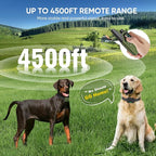 Dog Shock Collar 2 Dogs (5-120Lbs) - 4500FT Dog Training Collar with 3 Training Modes, Security Lock,Reflective Nylon Colar，IP67 Waterproof＆Rechargeable e-Collar with Remote for All Breeds, Sizes