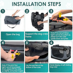Soft Small Dog Crate - 24 inch Portable Travel Puppy Crate for Small Pets or 2 Cats, Collapsible Pet Carrier with 4 Mesh Doors, Car Kennel for Dogs with Handle for Indoor and Outdoor, Grey