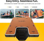 DOK Party-DOK Inflatable Dock Platform: Safe & Easy Water Access; Floating Non-Slip EVA Foam with Water Ramp for Pool, Dock, & Lake | Military Grade & High Visibility