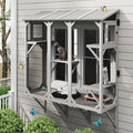 Cat Catio, Expandable Window Box Enclosure for Multiple Indoor Cats, Comfortable Wooden Small Pet Perch House, All-Weather Use, Keep Bugs Insects Out, with 4 Platforms and 3 Doors