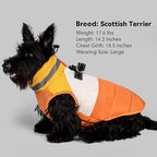 azuza Dog Jacket for Small Dogs Waterproof Dog Coat with Reflective Strips and Harness Built in Warm Fleece Dogs Winter Coat Windproof with Back Zipper, Orange M