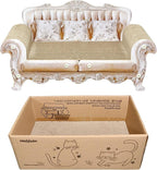 Cat Scratcher Bed, 23 Inch Kitty Couch and 17.3 Inch Scratch Box with Pad, Modern Large Kitten Lounger for Indoor Cats,Unique Cute Corrugated Cardboard Cat Sofa Scratcher,