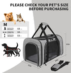 Carriers Soft-Sided Pet Carrier Case for Small Medium Cats Dogs Puppy Under 15 lbs,Airline Approved Cat Carrier with 4 Ventilated Windows (Medium,Grey&Black)