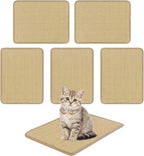 PETSITE Cat Scratcher Mat, Natural Sisal Scratching Mats, Horizontal Cat Floor Scratching Pad Rug with Adhesive Hook Loop Tapes (6, 15.75 x 11.81 in)