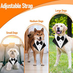 Formal Dog Tuxedo for Small Medium Large Dogs,Wedding Dog Collar with Bow Tie, Adjustable Pet Collar Birthday Bandana with D Ring,Formal Dogs Outfit,Valentines Christmas Halloween Cosplay (Small)
