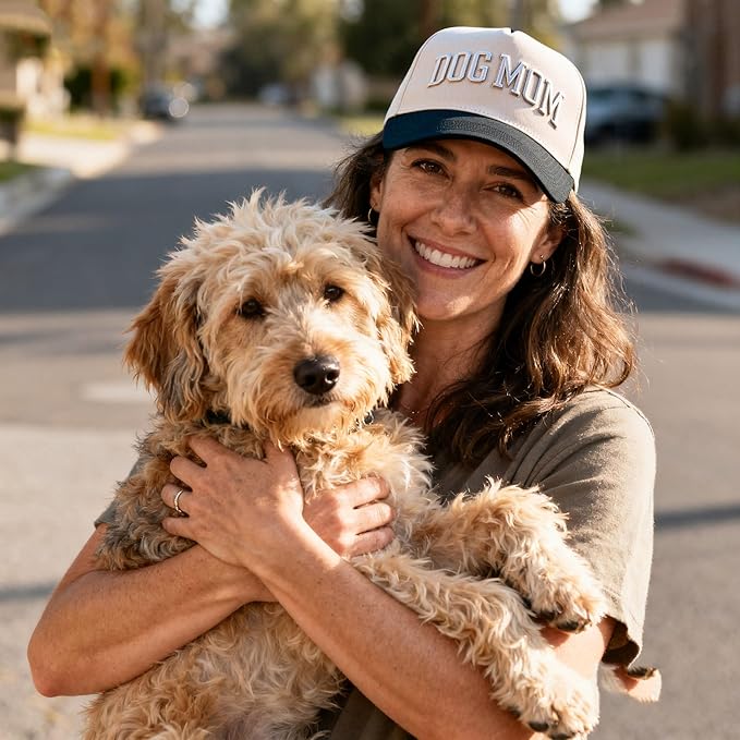 Dog Mom Hat- 3D Embroidered Puppy Mama Hat Adjustable Cotton Baseball Caps for Dog Lovers