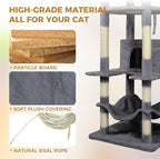 Dark Gray 78in Heavy Duty Cat Tree, Cat Tree Tower for Indoor Cats Large Adult, Extra Cat Tower with 12 Sisal Scratching Post, Large Top Platform, Hammock, Cat Condo for Kittens