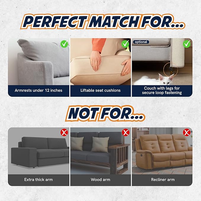 Panther Armor Sisal Furniture Defender, Anti Scratch Furniture Protector [Back Rest in Brown] Cat Scratch Couch Protector, Cat Sofa Scratcher