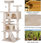53 inches Heavy Duty Multi-Level Cat Tree Tower with Condo Furniture & Scratching Posts for Kittens Play Rest (Beige)