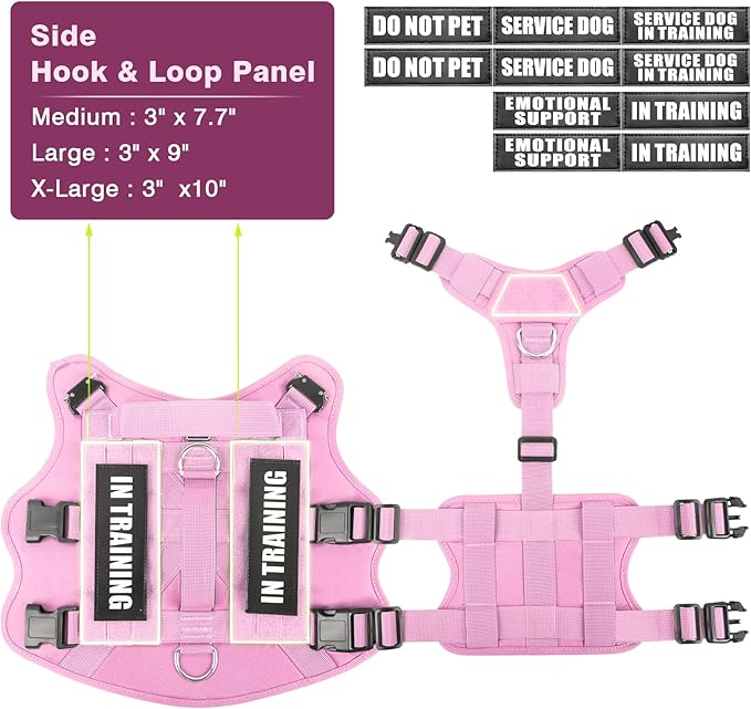 WINSEE Service Dog Vest Harness for Large Dog, Tactical Working MOLLE Vest with 10 Pet Patches, No Pull Heavy Duty Harness for Training Hunting Walking