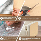 Cat Scratch Mat for Couch, Wall & Cat Tree - 78.7" Trimmable Self-Adhesive Cat Scratcher, Cat Scratch Furniture Protector, Felt Alternative to Sisal, DIY Cat Tower Replacement, 2 Pack(Khaki)