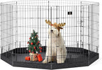 PJYuCien Dog Playpen with Bottom Pad - Metal Foldable Exercise Pen, 8 Panels 36" H x 24" W Indoor Outdoor Pet Fence Puppy Crate Kennel, Black