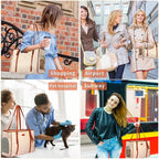 Fashion Dog Purse Pet Carrier Leather Bag for Small Dogs Cats Puppy, Portable Tote Bag Airline Approved Soft-Sided Carriers (Beign)