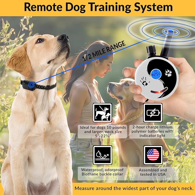 Educator 1/2 Mile Remote Dog Training System Plus E-Collar 101 Training DVD, Safe Humane Stimulation, Pavlovian Tone, Waterproof, Odorproof Biothane Collar, Night Light, Rechargeable, 1 Dog, Zen