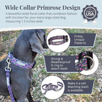 Lucky Love Dog Wide Dog Collar - Adjustable, Durable, Soft Webbing, & Comfortable 1.5 inch Wide Collar for Dogs Male and Female with Strong Buckle - Primrose, X-Large