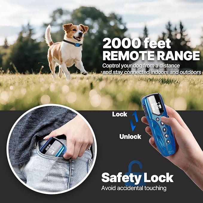 Small Shock Collar for 2 Dogs, 2 Pack Dog Training Collars with Remote for Two Small Dogs 5-15lbs & Medium Large Dogs, Rechargeable, 2000ft Range, Collar with Beep, Vibration, Safe Shock