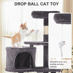 36" Multi-Level Cat Tree Tower with Scratching Posts, Toys & Condo - Space-Saving Design for Indoor Kittens, Compact Floor Footprint & Vertical Space for Multi-Cat Homes-Light Grey