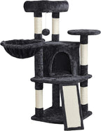 Topeakmart 42in Cat Tree Tower for Indoor Cats, Cat Condo with Perch & Hammock, Activity Center, Multi-Level Cat Furniture with Scratching Posts, Cat House, Black