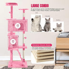 24/7 Shop at Home Court 70 inch Multi-Level Cute Cat Tree Tower with Dangling Ball and Scratching Posts for Indoor Cats Adults, Kitten Supplies, Pet House, Pink