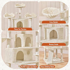 Topeakmart Cat Trees for Large Inoor Cats, 76.5'' Extra Big Cat Tower with 3 Cozy Perches, 3 Warm Condos, Scratching Posts for Cats Kitty