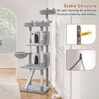Yaheetech 76in Cat Tree Multi-Level Cat Tower with Large Cat Condo＆Cozy Perches Stable Pet Play House w/Sisal-Covered Scratching Posts＆Board for Indoor Cats, Light Gray