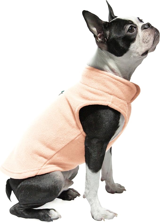 Gooby Fleece Vest Dog Sweater - Peach, Small - Warm Pullover Fleece Dog Jacket with O-Ring Leash - Winter Small Dog Sweater Coat - Cold Weather Dog Clothes for Small Dogs Boy or Girl (Pack of 2)