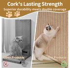 Natural Cork Cat Scratcher Boards for Wall & Floor - Natural Cork & Cardboard Blend, No Mess Splinters, Durable Easy Clean - Adjustable Height for All Cats, Furniture Protector【3-Pack】