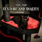 Gothic Cat Tree-Spooky Cat Tree with Coffin Bed,Cat Condo,Thick Scratching Post for Halloween
