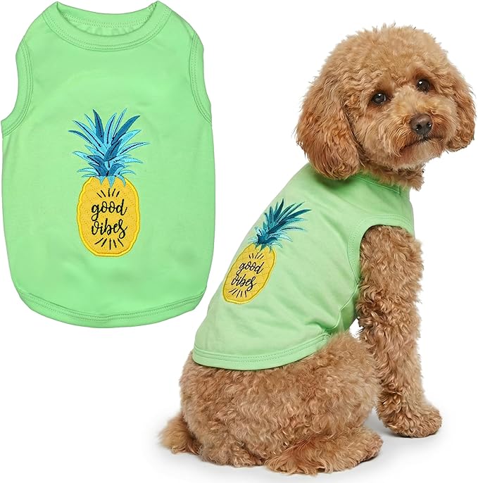 Parisian Pet Dog Shirt – 100% Cotton Shirts for Large Dogs – Tropical Sleeveless Pet Vest – Lightweight and Breathable Dogs Apparel – Cute Dog Clothes - Stretchy T Shirts for Pets