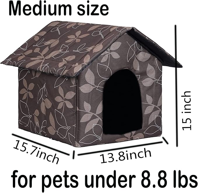 Cat Houses for Outdoor Cats Outdoor Houses for Feral Cats Cat House with Weatherproof Canvas Roof Stray Shelter (Brown, Medium-Houses)