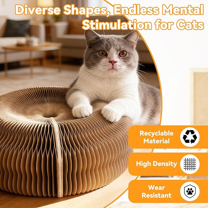 Meetory Magic Organ Cat Scratcher Board - Cat Ball Adventure, Thick & Large Connectable Cardboard Scratching Board with Bell Ball, The Ultimate Interactive Mental & Physical Exercise for Cats