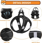 Dog Harness with Leash Set, No-Pull Step-in Reflective Pet Harness with 1 Leash Clips, Adjustable Soft Padded Easy Walk Dog Vest for Small Medium Large Dogs, Cats(Carbon Black, XXXSmall)