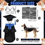 5 Pcs Dog Graduation Costume Set Include 2026 Pet Graduation Gown with Stole Puppy Grad Cap Lensless Glasses DIY Letter Stickers for Dogs Cats Holiday Costume Accessory(Black Royal Blue,XL)