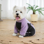 Fleece Dog Coat for Small Medium Dog,Pullover Pajamas Jumpsuit Bodysuit Puppy Coats with Legs, Pet Windproof Warm Cold Weather Jacket Full Body Vest Cozy Snowsuit Outfit Clothes (Purple, M)
