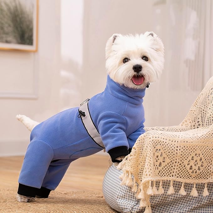 Polar Fleece Dog Coats for Small Medium Dogs, Winter Jacket Sweater Vest Bodysuit, Four-Legged Warm Clothes Pajamas