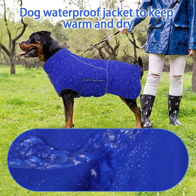 MIGOHI Dog Waterproof Jacket,Medium Dog Coat,Warm Dog Fleece Jacket for Hiking Camping,Fleece Vest for Dogs,Schnauzer,Jack Russell Terrier,French Bulldog,Winter Jackets for Medium Boys Girls,M,Blue
