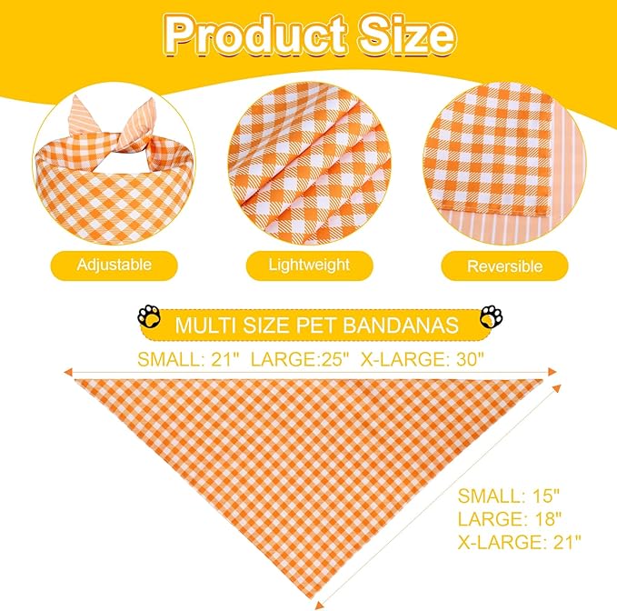 3PCS Dog Bandanas Large, Summer Scarf, Durable Triangle Reversible Orange Blue Green Bibs Handkerchief for Puppy Pet