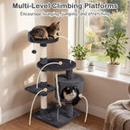 Tangkula 36 Inch Cat Tree Tower, Multi-Level Cat Tower with Condo, Top Perch, Sisal Scratching Posts & Hanging Rope, Spring & Hanging Balls, Climbing Platforms for Indoor Cats and Kittens (Dark Gray)