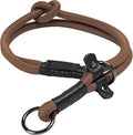 Slip Dog Collar, Nylon Rope Dog Choker Collars with Adjustable Stopper, Heavy Duty Collar for Medium Dog Training (Brown)