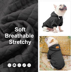 BEAUTYZOO Small Dog Hoodie Sweater with Pockets, Dog Clothes for Small Medium Dogs Boy Girl, Waffle-Like Laminated Cotton Pet Coats with Hat and Leash Hole, Black XL