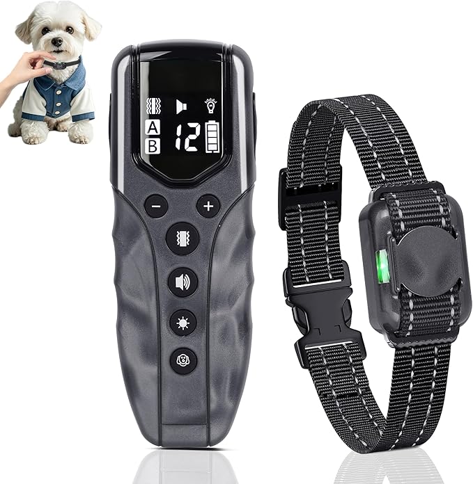 Lightest No Shock Dog Training Collar with 2000ft Remote,Tiniest Vibrating Dog Collar,Vibration Collar for Small Dogs 5-15lbs & Medium Large Dogs, Safe Lock, Beep, Vibrate, No Prongs, Waterproof,Grey