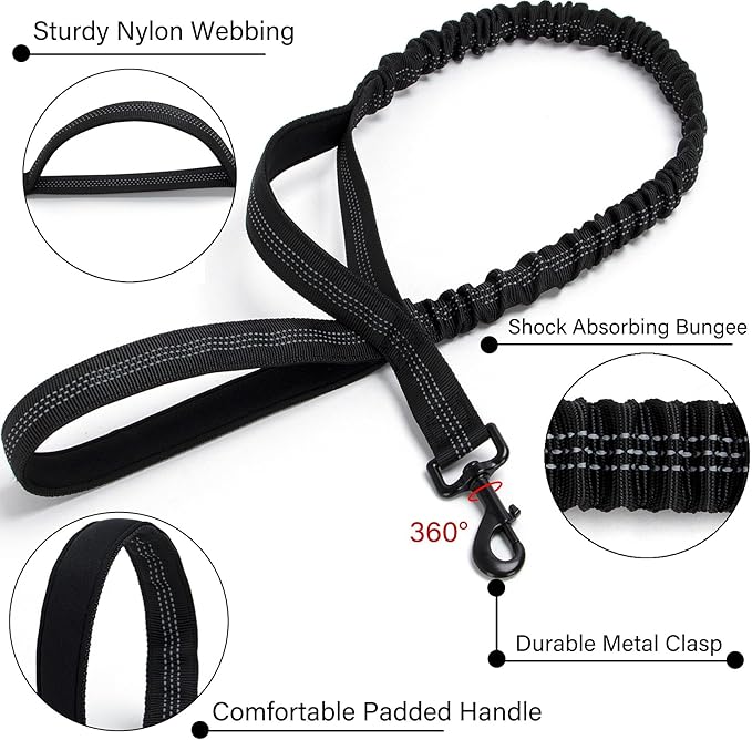 Tactical Dog Collar Set, Adjustable Military Training Nylon Dog Collar with Control Handle and Heavy Quick-Release Metal Buckle for Small Medium Large Dogs, Black S
