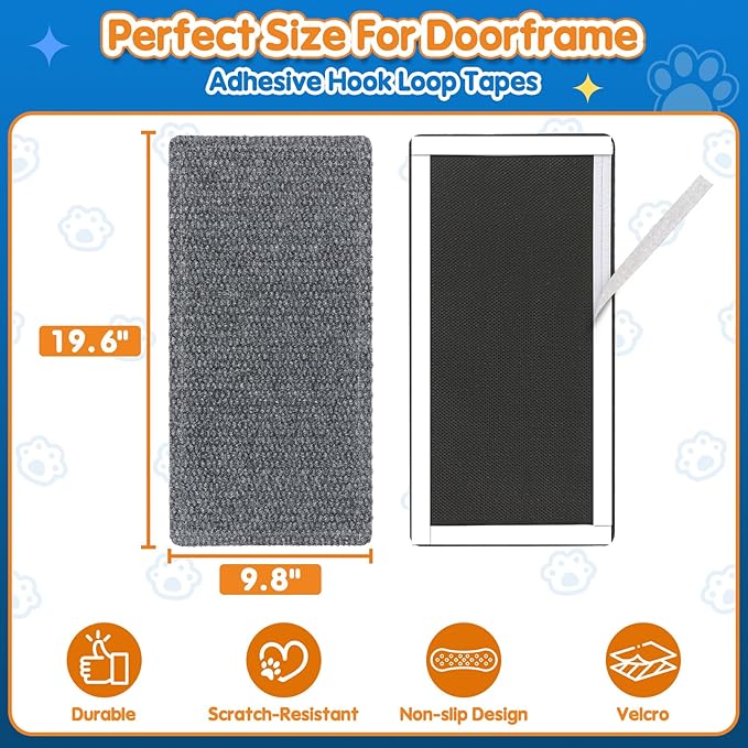Wall Cat Scratcher for Indoor Cats,19.6x9.8”Corner Cat Scratcher,Cat Scratch Pad Furniture Protector for Door & Wall,Couch, Durable Cat Scratching Board Easy Mount (Grey, 19.6”x9.8”)