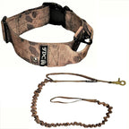 FDC Dog Tactical Collar with Leash Bungee Handle Heavy Duty Training Military Army Molle Width 1.5in Plastic Buckle TAG Hole Medium Large M, L, XL, XXL (XXL: Neck 20" - 24", Camo Brown)