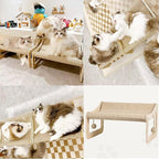 Sisal Cat Scratcher Bed for Indoor Cats,Hammock for Scratching Pad, 2 in 1 Elevated Cat Sisal Chair with 2 Toys Ball for Scratcher Lounge,Kitty Bench,Small Dog Bed,Natural Lounger Chair