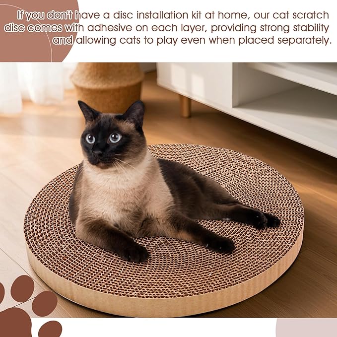 Round Cat Scratcher Refill 10 inch Diameter 7/8 Inch Thickness Circle Cardboard Cat Scratcher Replacement Pads Cat Scratching Boardcat Scratcher Pad for Indoor，4 PCS