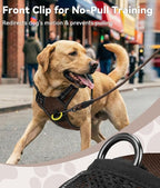 Joytale No Pull Dog Harness Medium Sized Dog, Reflective Pet Vest with Front Clip, Adjustable Soft Padded Harnesses with Easy Control Handle for Training and Walking, Brown, M